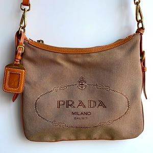 Preloved 100% authentic Prada Milano canvas crossbody handbag bag small vintage